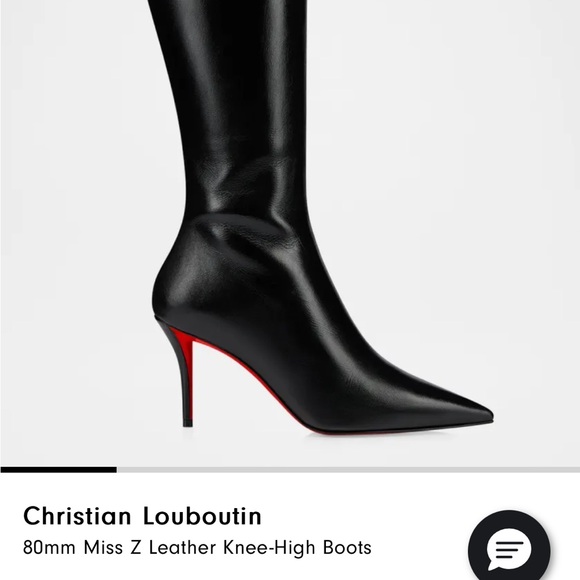 Christian Louboutin Black Leather Knee-High Boots - Picture 2 of 9